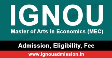 IGNOU MA Economics Admission