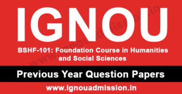 IGNOU BSHF 101 Question Paper