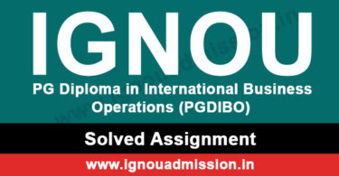 IGNOU PGDIBO Solved Assignment