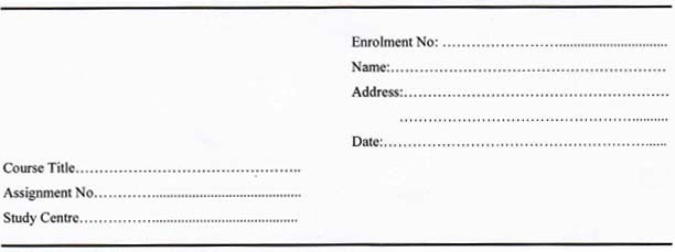 IGNOU Assignment Front Page Design