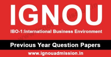 IGNOU IBO 1 Question Paper