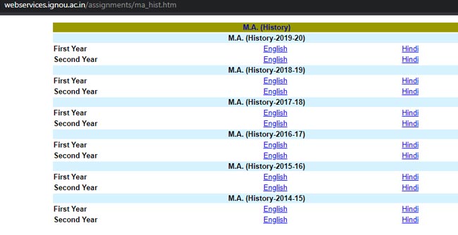 IGNOU MA History Assignment page sample