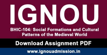 IGNOU BHIC 104 Solved Assignment