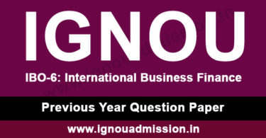 IGNOU IBO 6 Question Paper