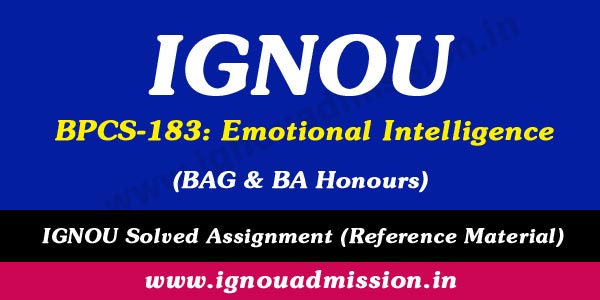 IGNOU BPCS 183 Solved Assignment