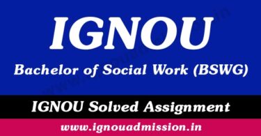 IGNOU BSWG Solved Assignment
