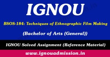 IGNOU BSOS 184 Solved Assignment