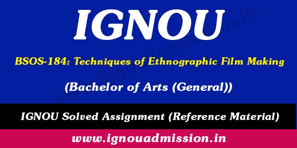 IGNOU BSOS 184 Solved Assignment