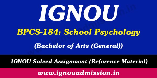 IGNOU BPCS 184 Solved Assignment