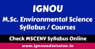 IGNOU MSc. environmental science syllabus & courses