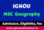 IGNOU MSC Geography Admission