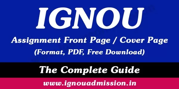 IGNOU Assignment Front Page