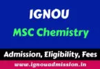 Admission to IGNOU MSC chemistry programme